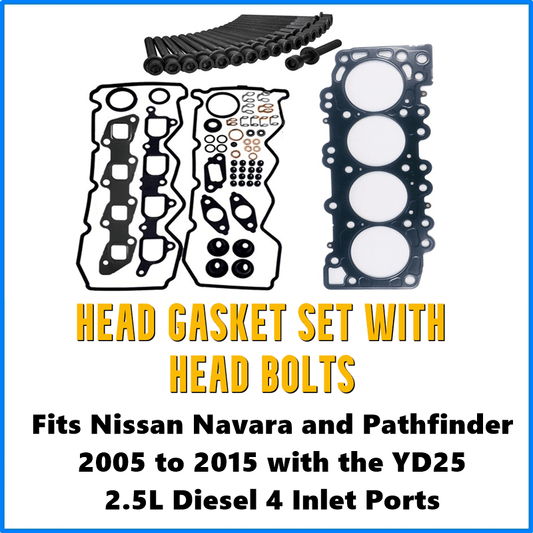 Navara YD25 Cylinder Head Gasket Set Four Port with Head Bolts